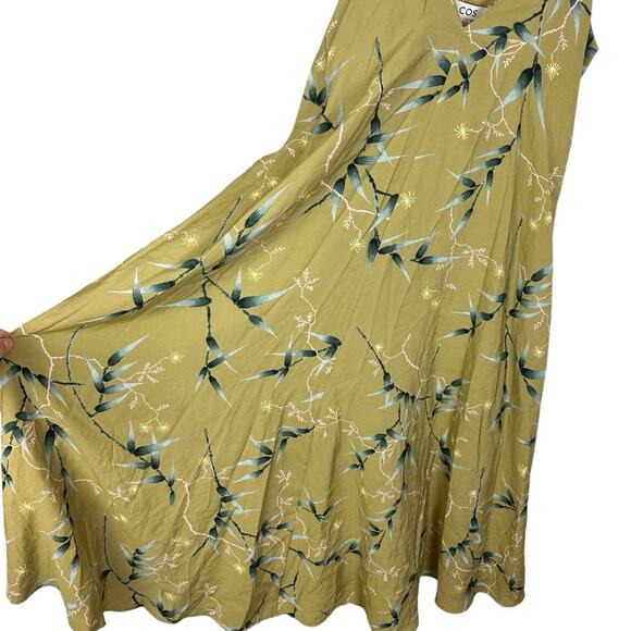 NWT COS Cotton Green Floral Multi Voluminous Midi Vacation Cocktail Dress Size 2 - Picture 12 of 15